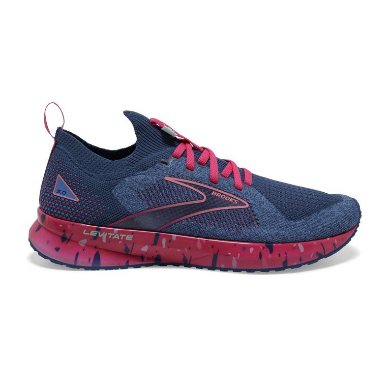 Brooks Levitate StealthFit 5 Energy-Return Womens Road Running Shoes - Blue/Beetroot/Plume - Indones